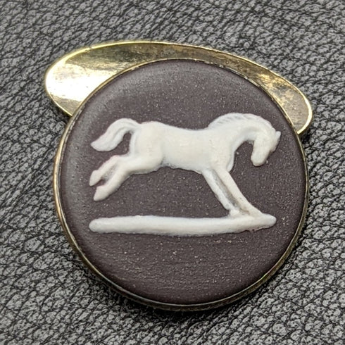 British Vintage Wedgwood Horse Relief Sterling Silver Cufflinks in Case